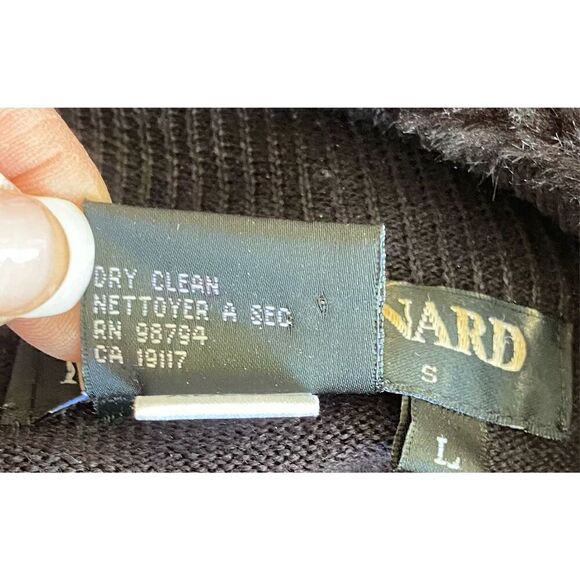 Nina Leonard Classic Zip Cardi w/Faux Fur Collar Sz L Long Sleeve Wool Blend - Picture 8 of 9